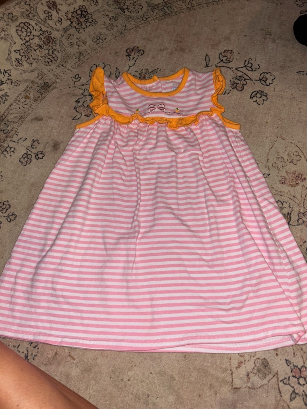Toddler Pink & Yellow Ruffle Stripe Dress